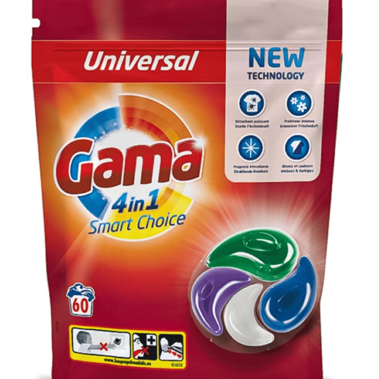 Gama 4in1 Smart Choice skalbimo kapsulės Universal 60 skalbimų