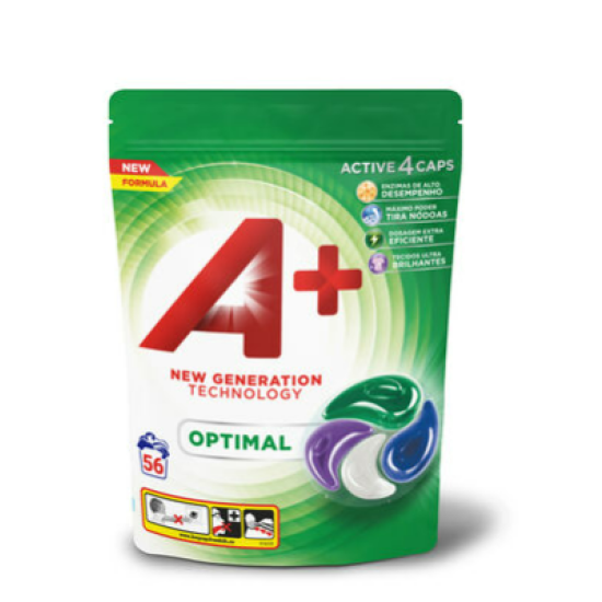 Skalbimo kapsulės A+ Optimal, 56 kapsulės