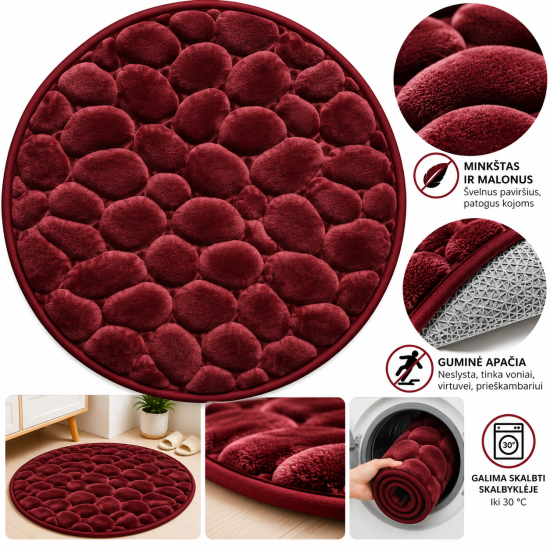 Apvalus tualeto kilimėlis su Memory Foam 60 × 60 cm