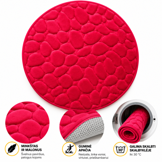 Apvalus tualeto kilimėlis su Memory Foam 60 × 60 cm