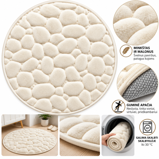 Apvalus tualeto kilimėlis su Memory Foam 60 × 60 cm