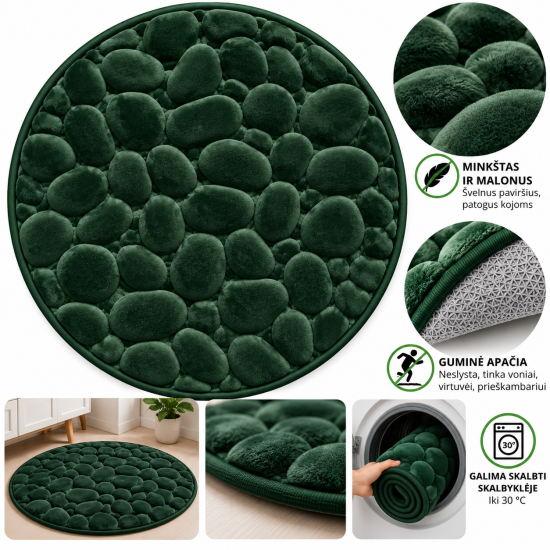 Apvalus tualeto kilimėlis su Memory Foam 60 × 60 cm