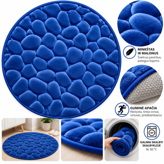 Apvalus tualeto kilimėlis su Memory Foam 60 × 60 cm