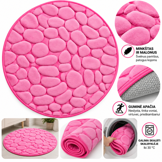 Apvalus tualeto kilimėlis su Memory Foam 60 × 60 cm