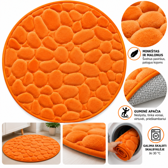 Apvalus tualeto kilimėlis su Memory Foam 60 × 60 cm