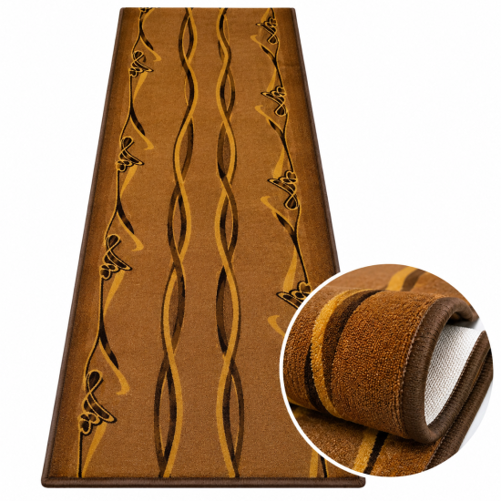 Kiliminis takas – rudas su aukso spalvos ornamentais